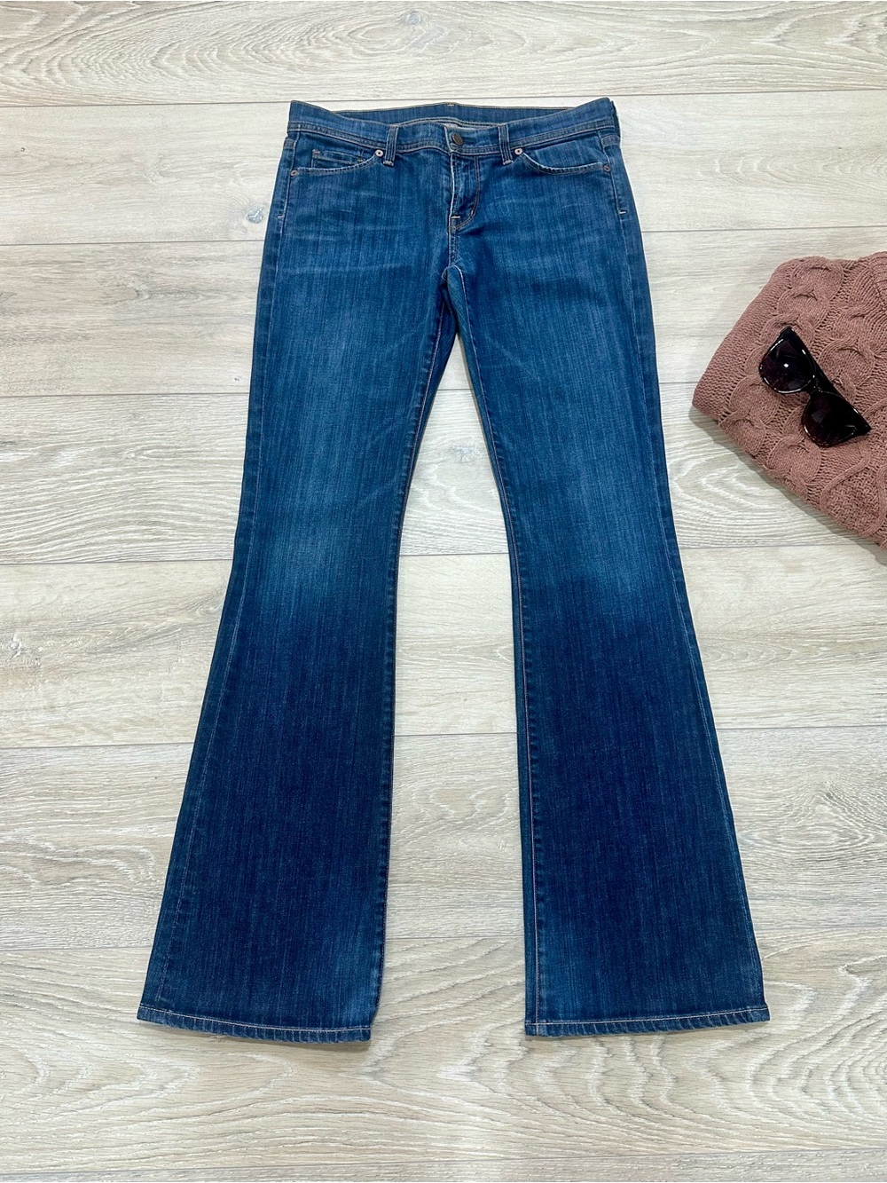 Citizens of Humanity Ingrid 002 Low Waist Flare Jeans Frayed Hem USA 30